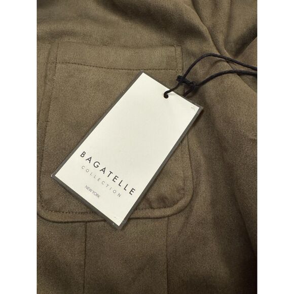 NWT Bagatelle NYC Collection Faux Suede Bomber Jacket Night Out Olive Green - Picture 7 of 9